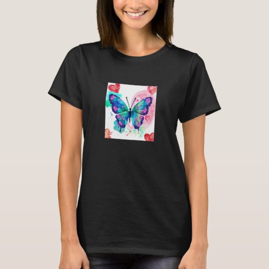 Valentine's Day Love Heart Butterfly Girlfriend Fi Tシャツ (正面)