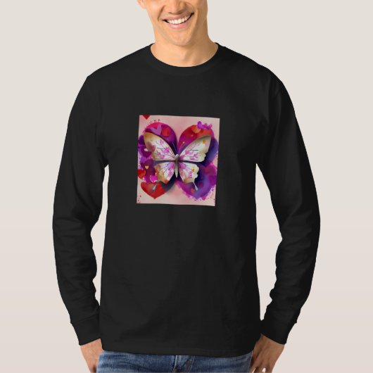 Valentine's Day Love Heart Butterfly Girlfriend Fi Tシャツ (正面)