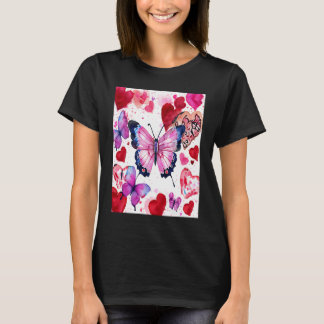 Valentine's Day Love Heart Butterfly Girlfriend Fi Tシャツ