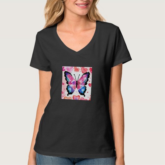 Valentine's Day Love Heart Butterfly Girlfriend Fi Tシャツ (正面)