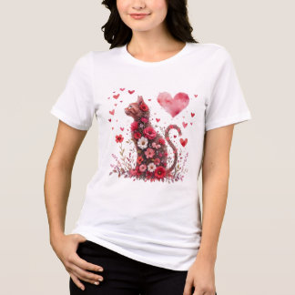 Valentine's Day Love Heart Cat Lover トライブレンドＴシャツ
