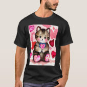 Valentine's Day Love Heart Cat Teddy Girlfriend Fi Tシャツ (正面)