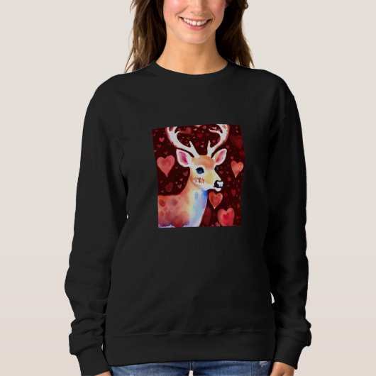 Valentine's Day Love Heart Cute Deer Girlfriend Fi スウェットシャツ (正面)