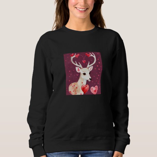 Valentine's Day Love Heart Cute Deer Girlfriend Fi スウェットシャツ (正面)