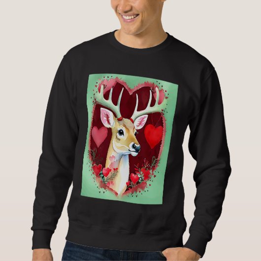 Valentine's Day Love Heart Cute Deer Girlfriend Fi スウェットシャツ (正面)