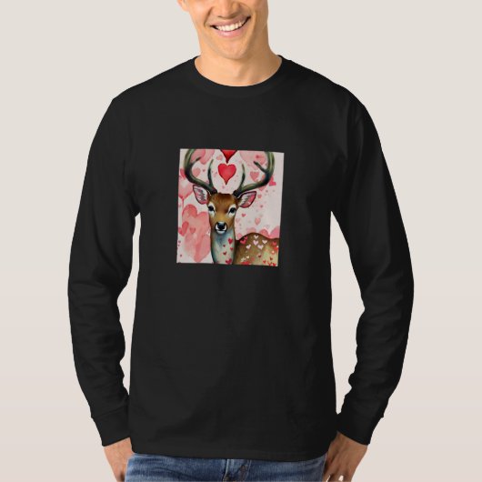 Valentine's Day Love Heart Cute Deer Girlfriend Fi Tシャツ (正面)