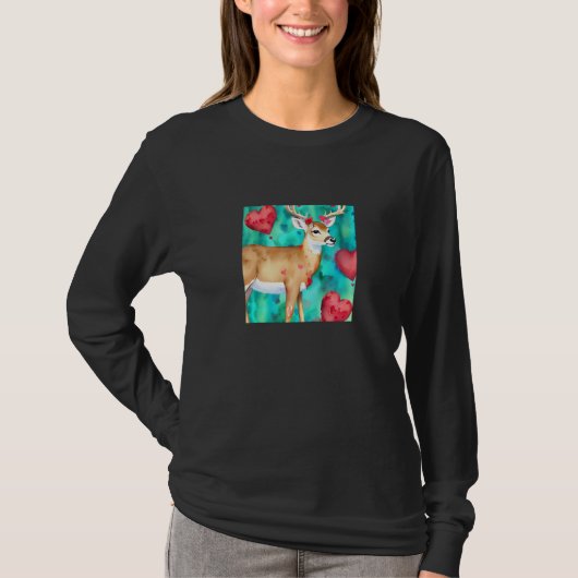 Valentine's Day Love Heart Cute Deer Girlfriend Fi Tシャツ (正面)