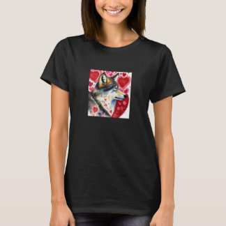 Valentine's Day Love Heart Cute Wolf Girlfriend Fi Tシャツ