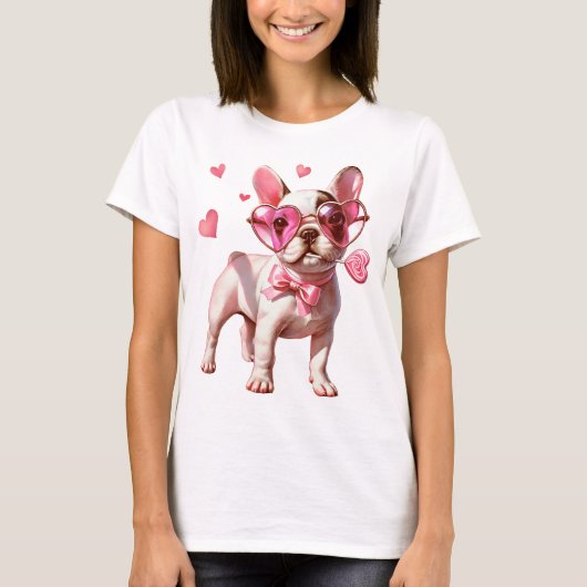 Valentine's Day Love Heart Dog Tシャツ (正面)