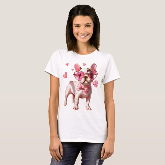 Valentine's Day Love Heart Dog Tシャツ (正面フル)