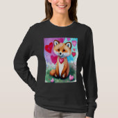 Valentine's Day Love Heart Fox Teddy Girlfriend Fi Tシャツ (正面)