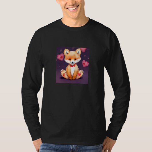 Valentine's Day Love Heart Fox Teddy Girlfriend Fi Tシャツ (正面)