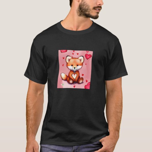 Valentine's Day Love Heart Fox Teddy Girlfriend Fi Tシャツ (正面)