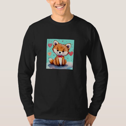 Valentine's Day Love Heart Fox Teddy Girlfriend Fi Tシャツ (正面)