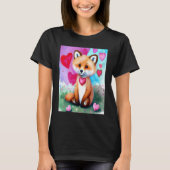 Valentine's Day Love Heart Fox Teddy Girlfriend Fi Tシャツ (正面)