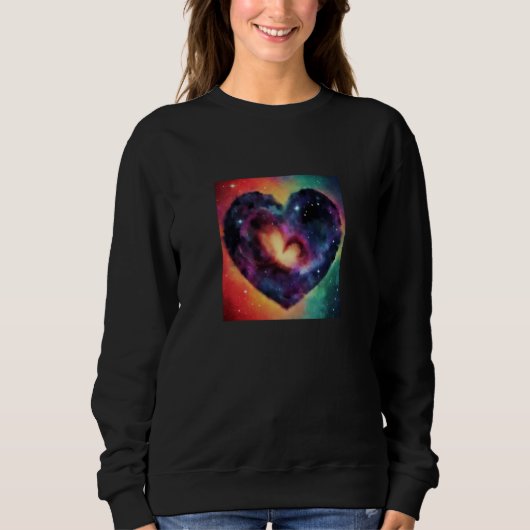 Valentine's Day Love Heart Galaxy Girlfriend Fianc スウェットシャツ (正面)