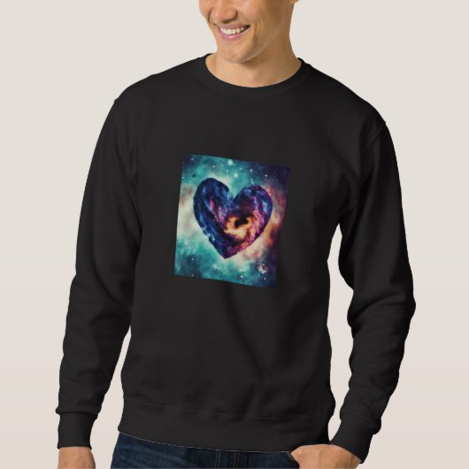 Valentine's Day Love Heart Galaxy Girlfriend Fianc スウェットシャツ (正面)