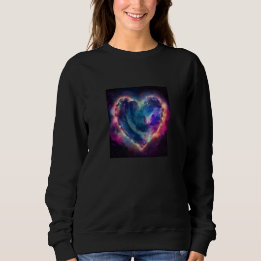 Valentine's Day Love Heart Galaxy Girlfriend Fianc スウェットシャツ (正面)