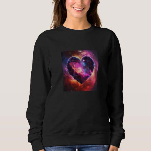 Valentine's Day Love Heart Galaxy Girlfriend Fianc スウェットシャツ (正面)