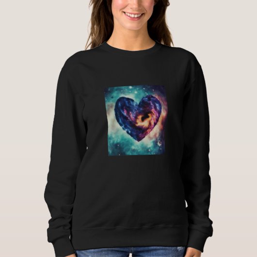 Valentine's Day Love Heart Galaxy Girlfriend Fianc スウェットシャツ (正面)