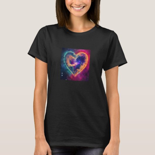 Valentine's Day Love Heart Galaxy Girlfriend Fianc Tシャツ (正面)