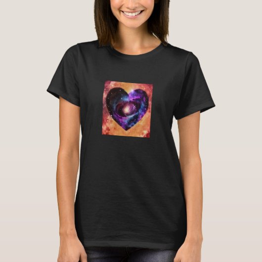 Valentine's Day Love Heart Galaxy Girlfriend Fianc Tシャツ (正面)