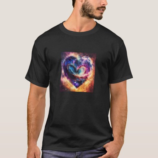 Valentine's Day Love Heart Galaxy Girlfriend Fianc Tシャツ (正面)