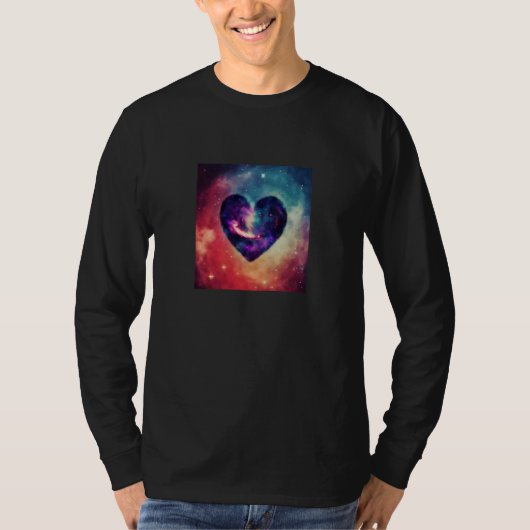 Valentine's Day Love Heart Galaxy Girlfriend Fianc Tシャツ (正面)