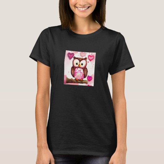Valentine's Day Love Heart Owl Teddy Girlfriend Fi Tシャツ (正面)