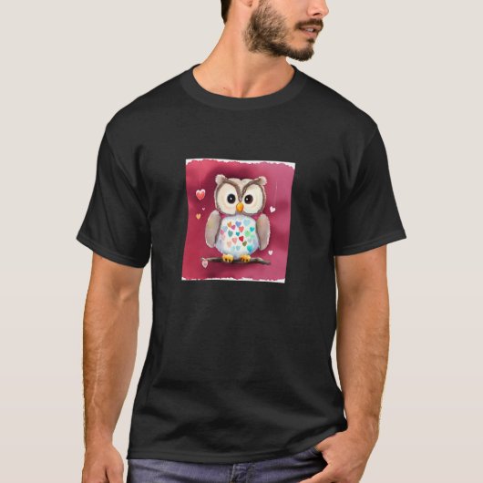 Valentine's Day Love Heart Owl Teddy Girlfriend Fi Tシャツ (正面)
