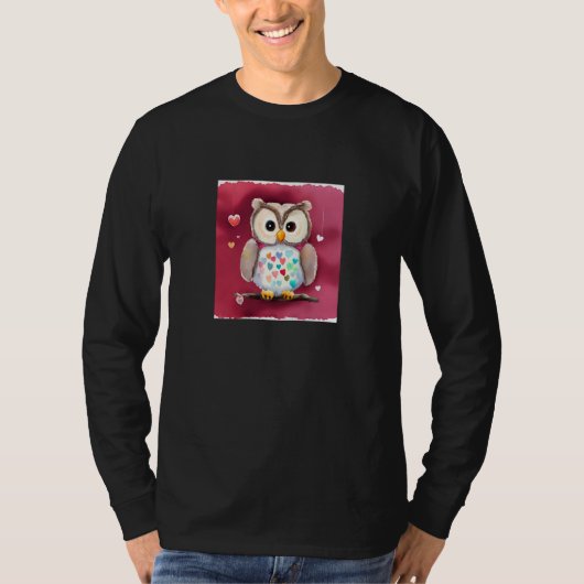 Valentine's Day Love Heart Owl Teddy Girlfriend Fi Tシャツ (正面)