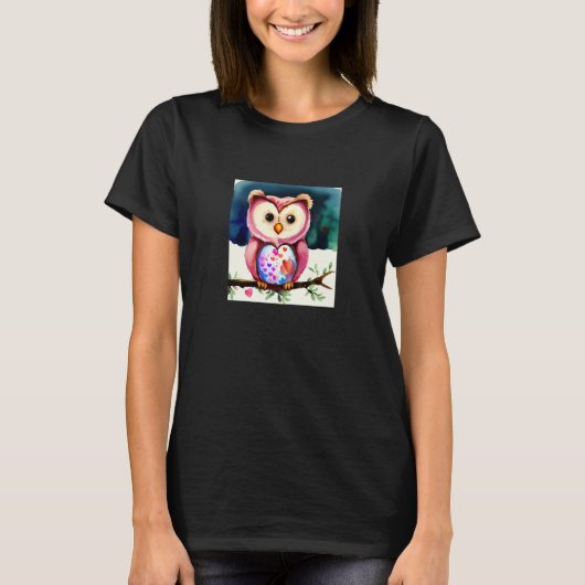 Valentine's Day Love Heart Owl Teddy Girlfriend Fi Tシャツ (正面)