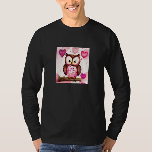 Valentine's Day Love Heart Owl Teddy Girlfriend Fi Tシャツ (正面)