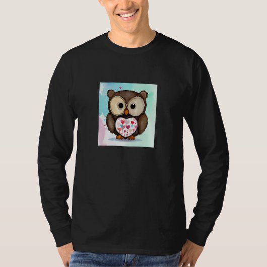 Valentine's Day Love Heart Owl Teddy Girlfriend Fi Tシャツ (正面)