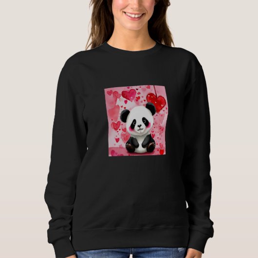 Valentine's Day Love Heart Panda Girlfriend Fiancé スウェットシャツ (正面)