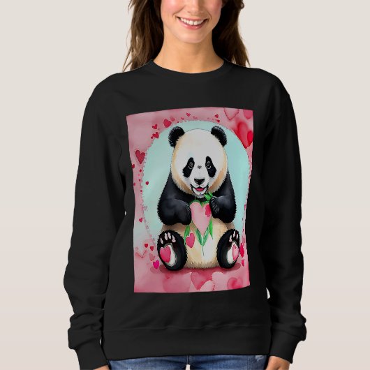 Valentine's Day Love Heart Panda Girlfriend Fiancé スウェットシャツ (正面)