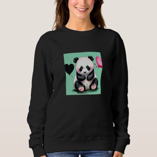 Valentine's Day Love Heart Panda Girlfriend Fiancé スウェットシャツ (正面)