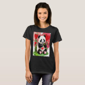 Valentine's Day Love Heart Panda Girlfriend Fiancé Tシャツ (正面フル)