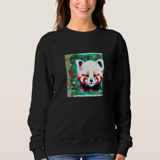 Valentine's Day Love Heart Red Panda Girlfriend Fi スウェットシャツ (正面)