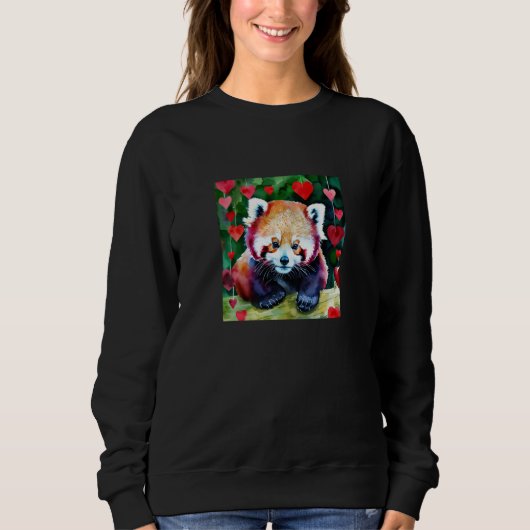 Valentine's Day Love Heart Red Panda Girlfriend Fi スウェットシャツ (正面)