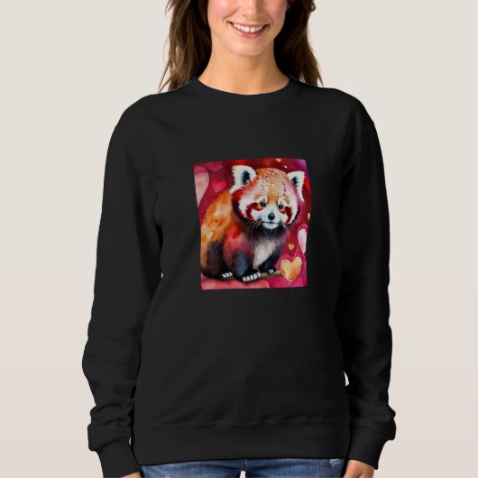 Valentine's Day Love Heart Red Panda Girlfriend Fi スウェットシャツ (正面)