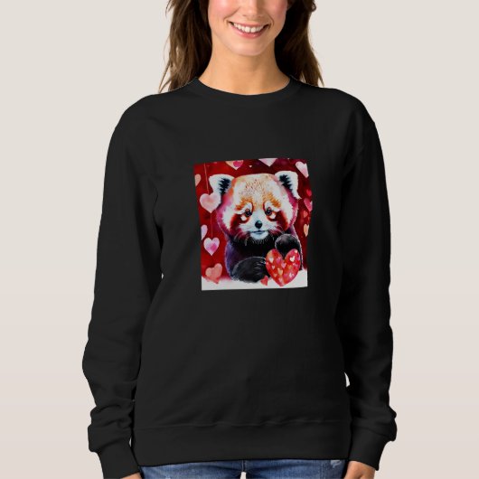 Valentine's Day Love Heart Red Panda Girlfriend Fi スウェットシャツ (正面)