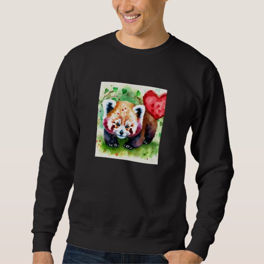 Valentine's Day Love Heart Red Panda Girlfriend Fi スウェットシャツ (正面)