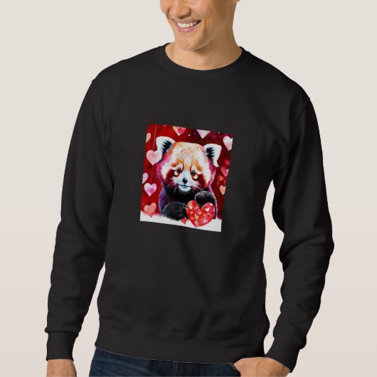 Valentine's Day Love Heart Red Panda Girlfriend Fi スウェットシャツ (正面)