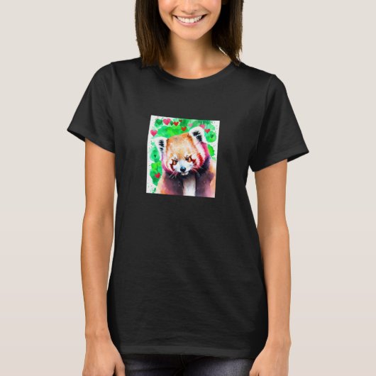 Valentine's Day Love Heart Red Panda Girlfriend Fi Tシャツ (正面)