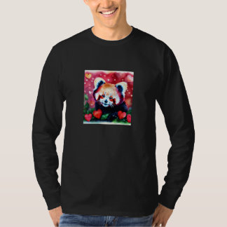 Valentine's Day Love Heart Red Panda Girlfriend Fi Tシャツ