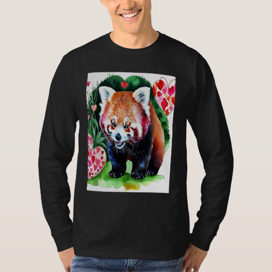 Valentine's Day Love Heart Red Panda Girlfriend Fi Tシャツ (正面)