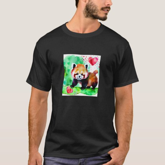 Valentine's Day Love Heart Red Panda Girlfriend Fi Tシャツ (正面)