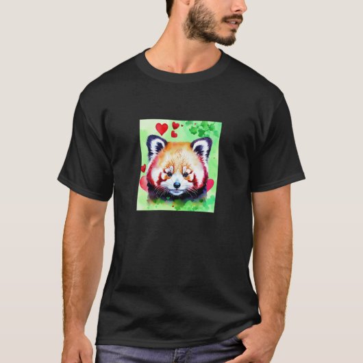 Valentine's Day Love Heart Red Panda Girlfriend Fi Tシャツ (正面)