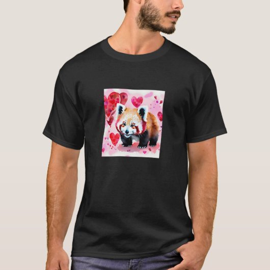 Valentine's Day Love Heart Red Panda Girlfriend Fi Tシャツ (正面)